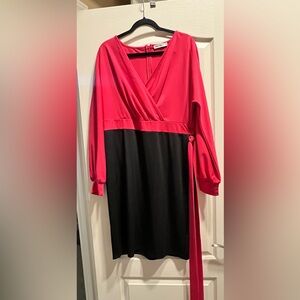 M1034 - Grace Karin pink and black wrap dress - XL